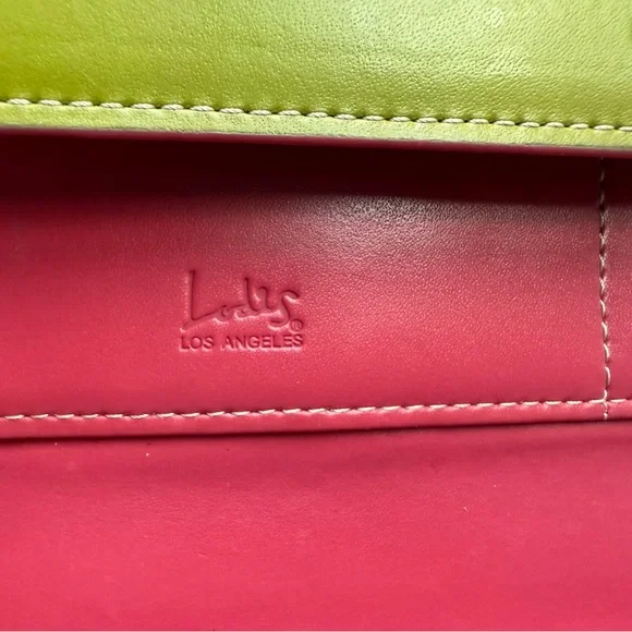 LODIS Vintage EUC Green/Pink Smooth Leather Wallet with Minimalist Design - Picture 15 of 16